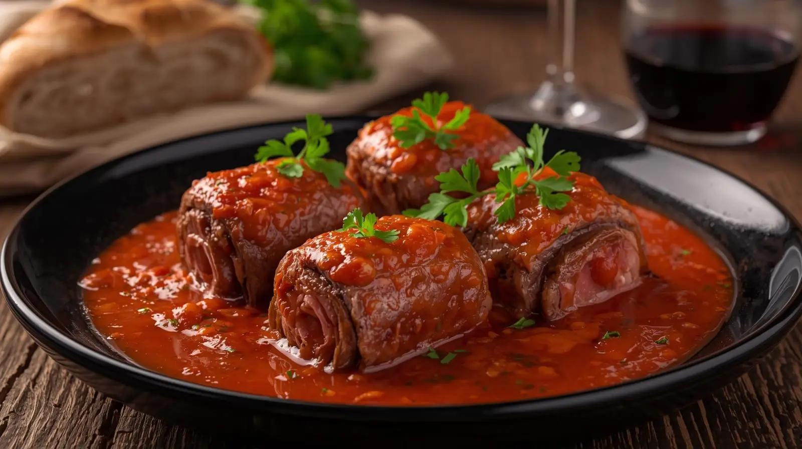 Bife à Rolê com Molho de Tomate