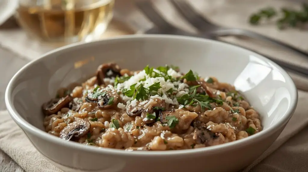 risoto de cogumelos frescos