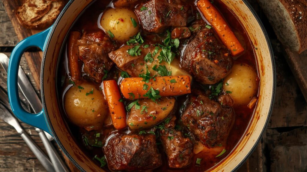 carne de panela com batatas e cenouras
