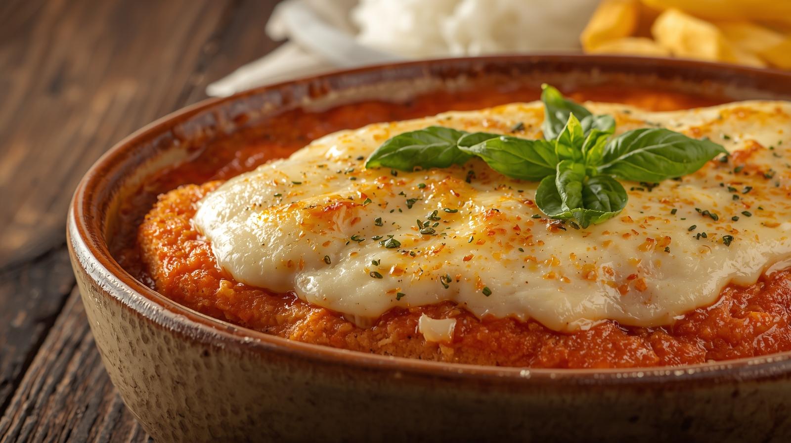 Frango à Parmegiana gratinado